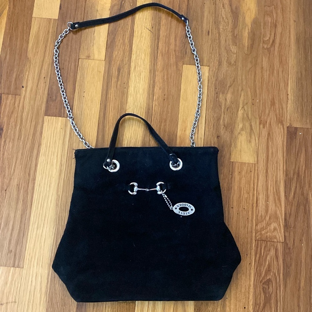 Steve Madden Black Velvet Crossbody Bag OS